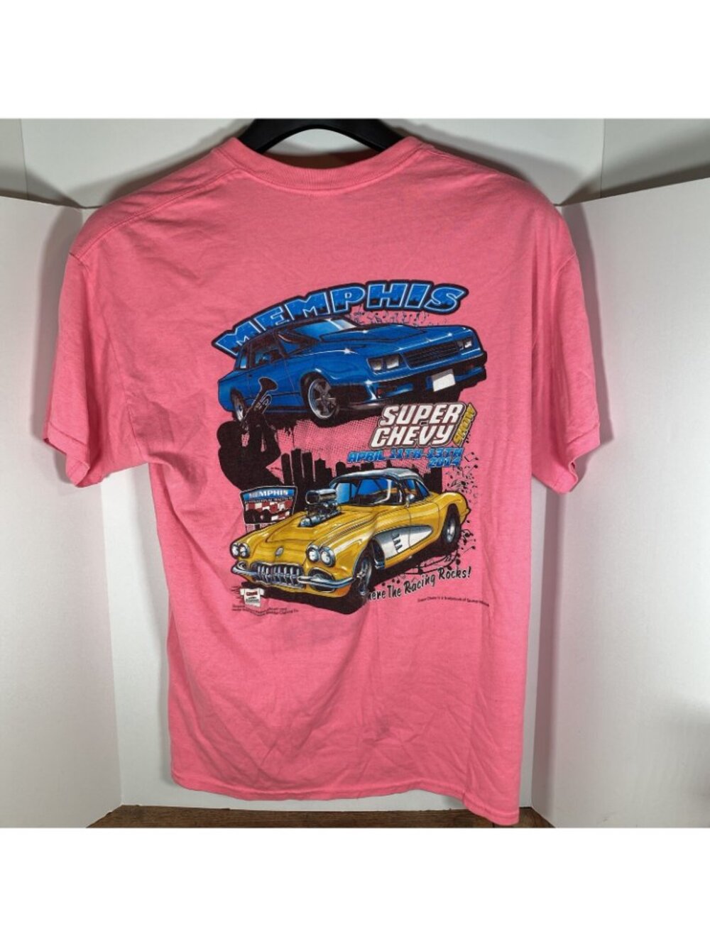 2014 Super Chevy Show Womens Size Large Double Side Gildan Shirt Pink - Picture 2 of 2